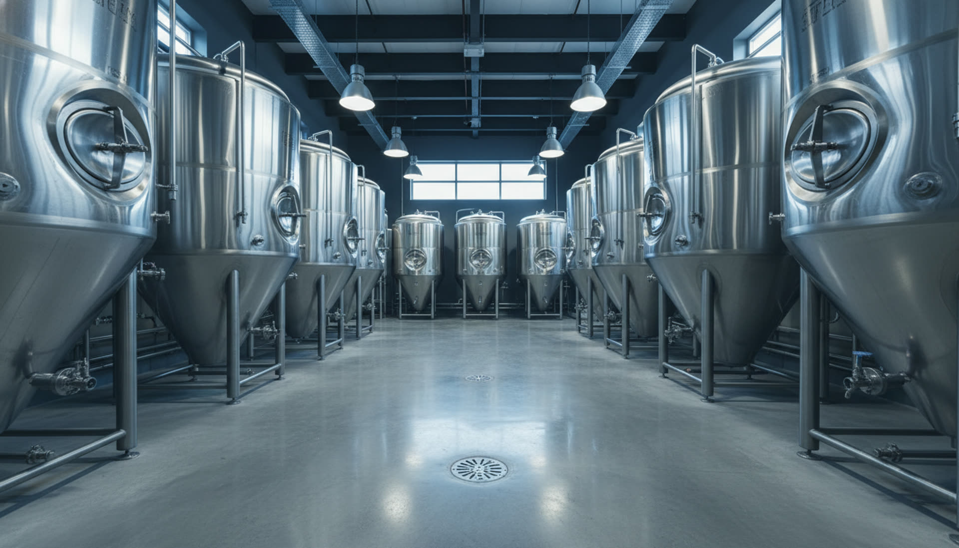 Stainless brewery fermentation tanks