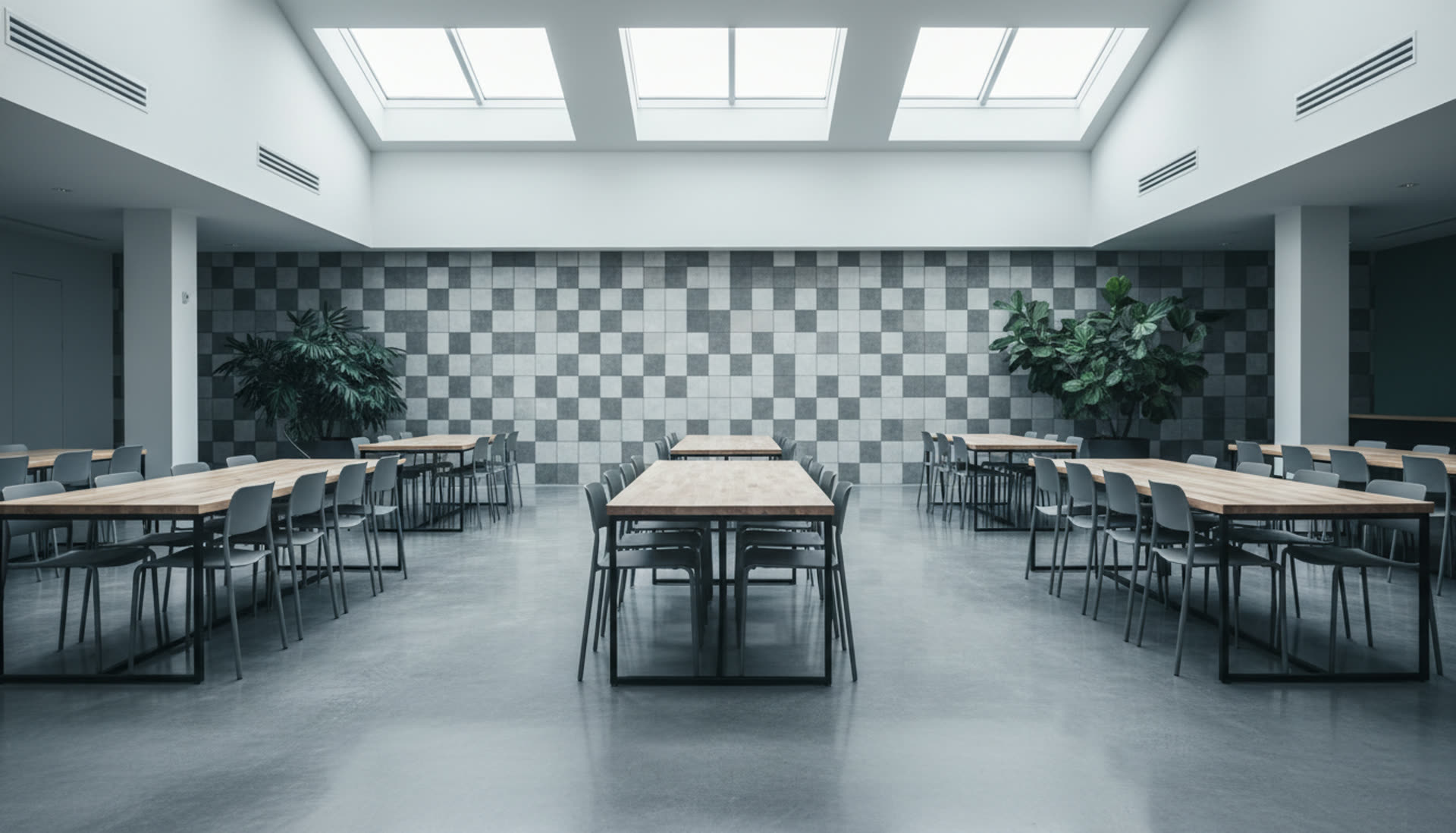 Modern corporate campus cafeteria