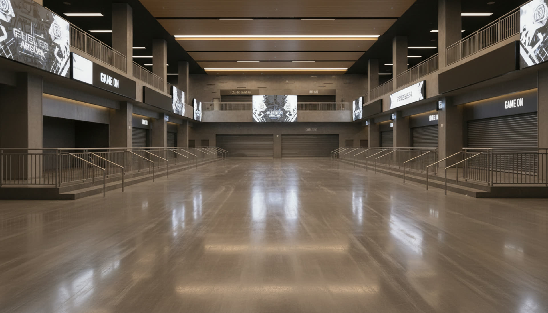 Empty stadium concourse pre-event